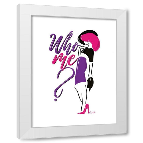 Sassy Who Me White Modern Wood Framed Art Print by OnRei