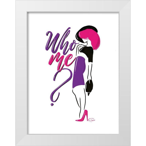 Sassy Who Me White Modern Wood Framed Art Print by OnRei