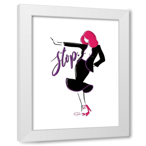 Sassy Stop White Modern Wood Framed Art Print by OnRei