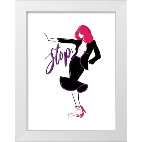 Sassy Stop White Modern Wood Framed Art Print by OnRei