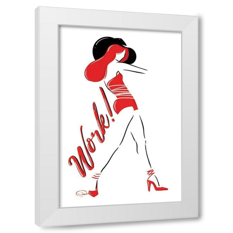 Work Lady In Red White Modern Wood Framed Art Print by OnRei