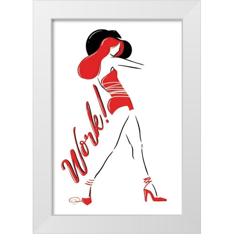 Work Lady In Red White Modern Wood Framed Art Print by OnRei