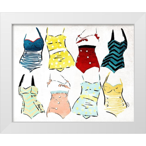 Swimsuit Group White Modern Wood Framed Art Print by OnRei