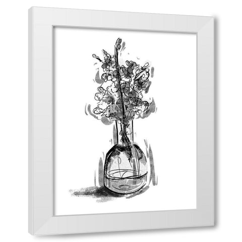 Inked In A Vase White Modern Wood Framed Art Print by OnRei