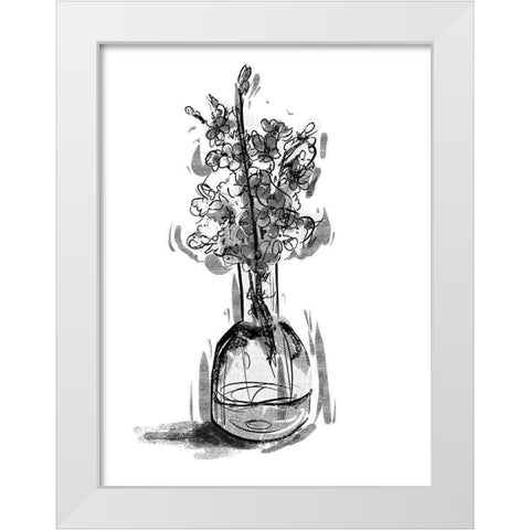 Inked In A Vase White Modern Wood Framed Art Print by OnRei