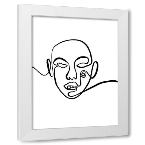 Scribble Face White Modern Wood Framed Art Print by OnRei