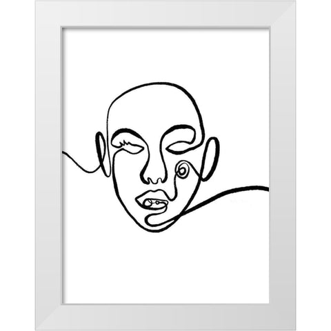 Scribble Face White Modern Wood Framed Art Print by OnRei