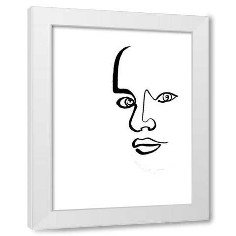 Scribble Face Mate White Modern Wood Framed Art Print by OnRei