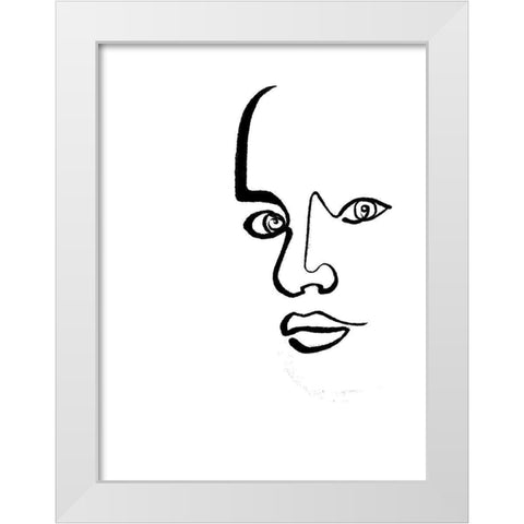 Scribble Face Mate White Modern Wood Framed Art Print by OnRei