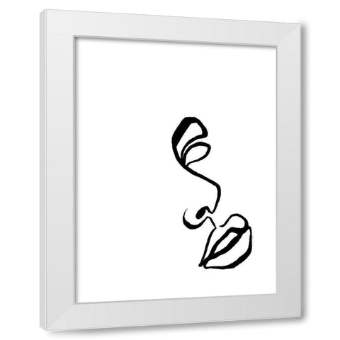 Scribble Side Face White Modern Wood Framed Art Print by OnRei