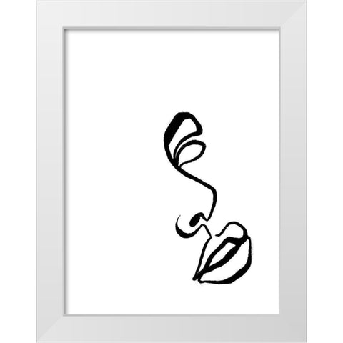 Scribble Side Face White Modern Wood Framed Art Print by OnRei