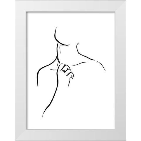 Scribble Neck White Modern Wood Framed Art Print by OnRei