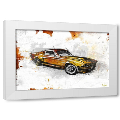 Car Rust White Modern Wood Framed Art Print by OnRei