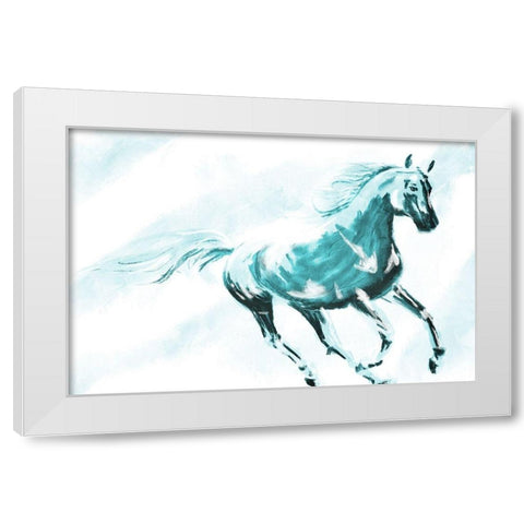 Running Horse Paint White Modern Wood Framed Art Print by OnRei