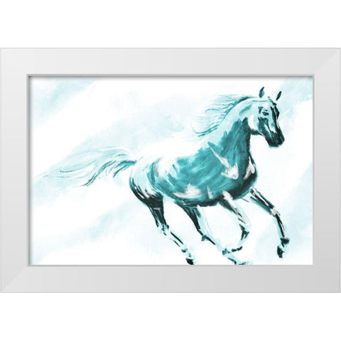 Running Horse Paint White Modern Wood Framed Art Print by OnRei