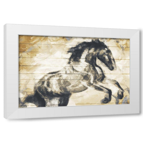 Horse Painted On Wood White Modern Wood Framed Art Print by OnRei