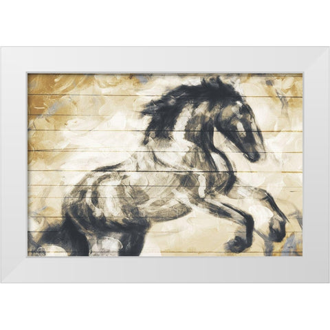 Horse Painted On Wood White Modern Wood Framed Art Print by OnRei