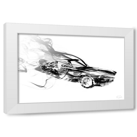 Smokin Car White Modern Wood Framed Art Print by OnRei