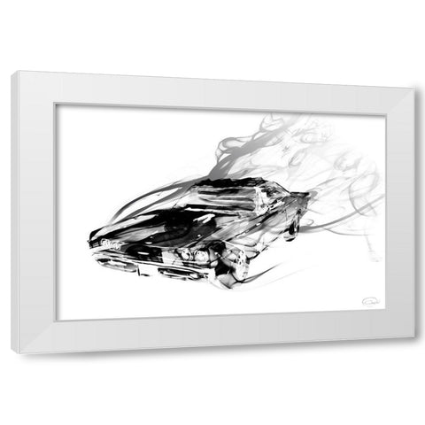 Car Smokin White Modern Wood Framed Art Print by OnRei