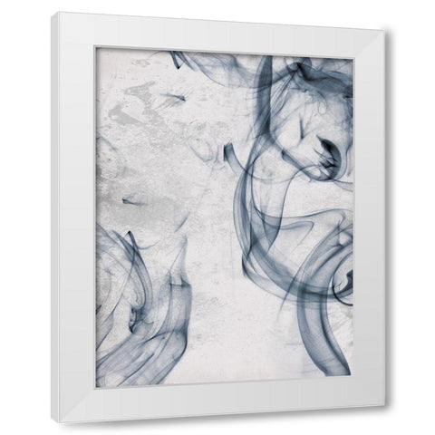 Blue Smoke White Modern Wood Framed Art Print by OnRei