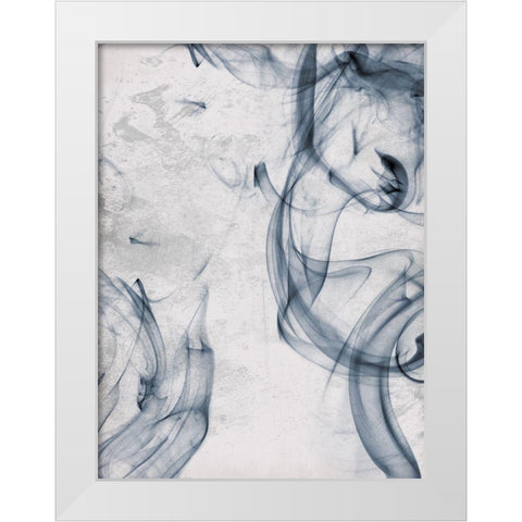 Blue Smoke White Modern Wood Framed Art Print by OnRei