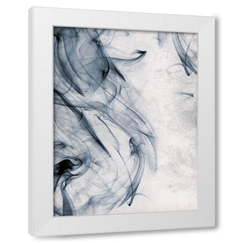 Smoke Blue White Modern Wood Framed Art Print by OnRei