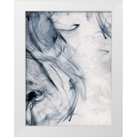 Smoke Blue White Modern Wood Framed Art Print by OnRei