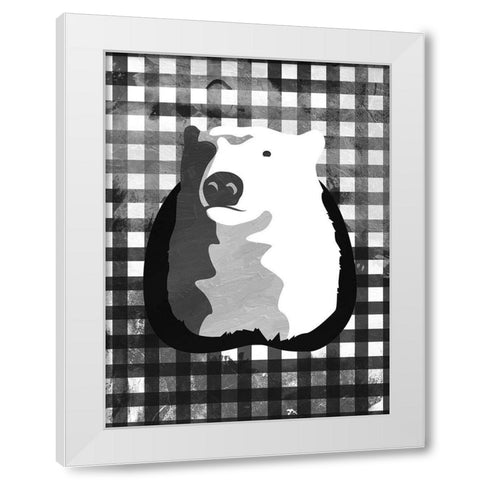 Bear BW Check White Modern Wood Framed Art Print by OnRei