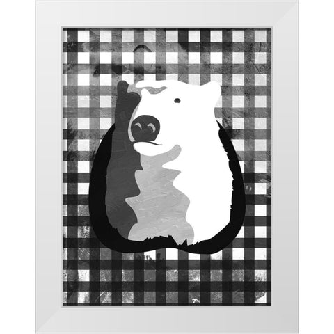 Bear BW Check White Modern Wood Framed Art Print by OnRei