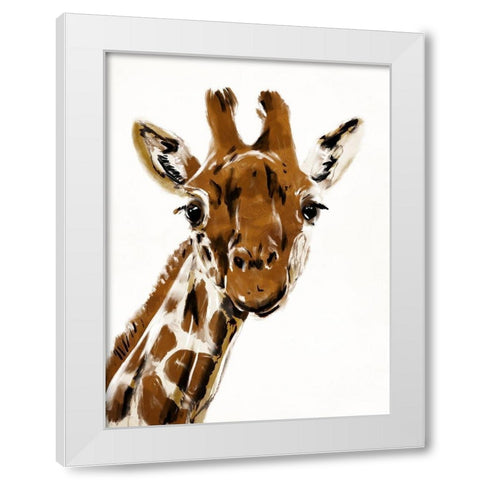 Original Giraffe White Modern Wood Framed Art Print by OnRei