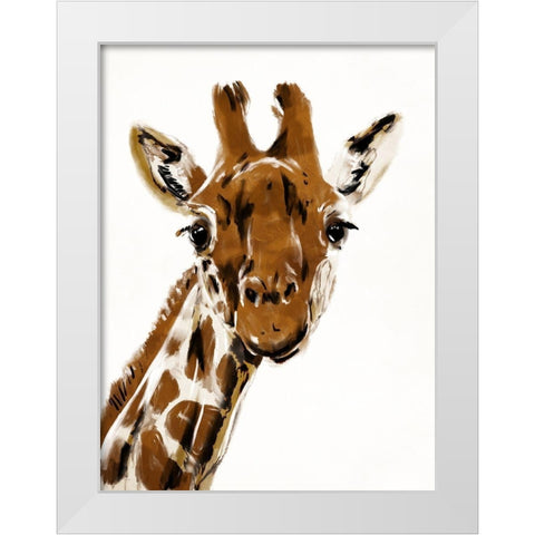 Original Giraffe White Modern Wood Framed Art Print by OnRei