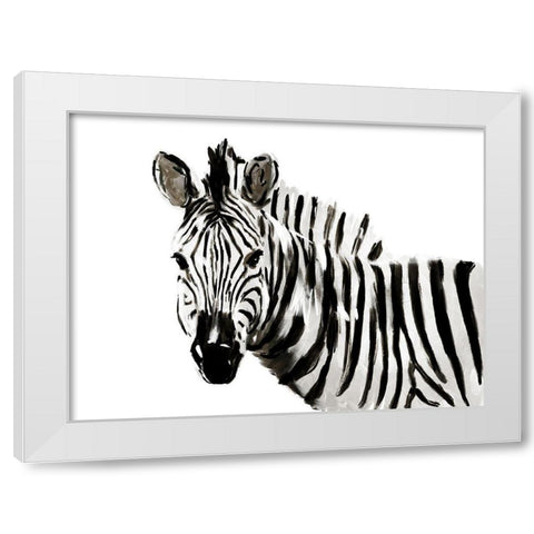 Original Zebra White Modern Wood Framed Art Print by OnRei