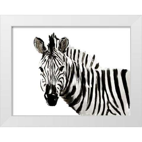 Original Zebra White Modern Wood Framed Art Print by OnRei