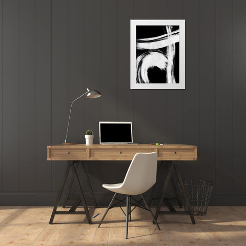 Reversed Strokes 1 White Modern Wood Framed Art Print by OnRei