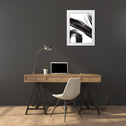 Strokes 3 White Modern Wood Framed Art Print by OnRei