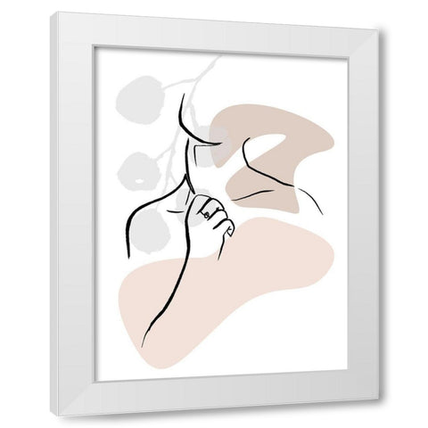 Scribble Neck With Colors White Modern Wood Framed Art Print by OnRei