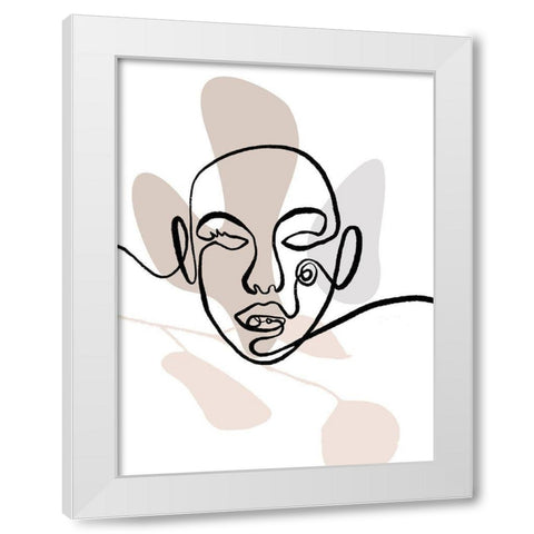 Scribble Face With Color White Modern Wood Framed Art Print by OnRei