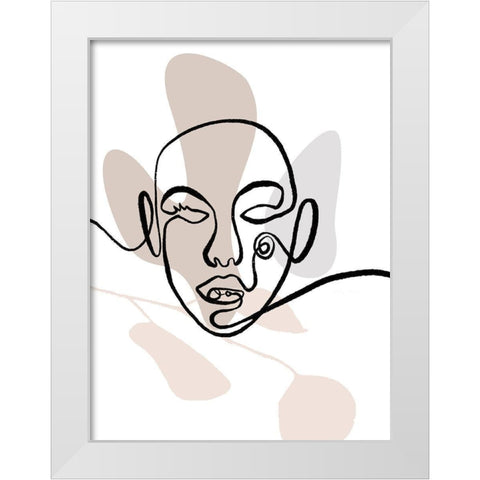 Scribble Face With Color White Modern Wood Framed Art Print by OnRei