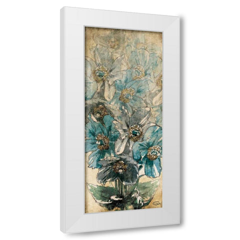 Decending Florals White Modern Wood Framed Art Print by OnRei