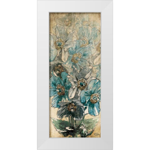 Decending Florals White Modern Wood Framed Art Print by OnRei