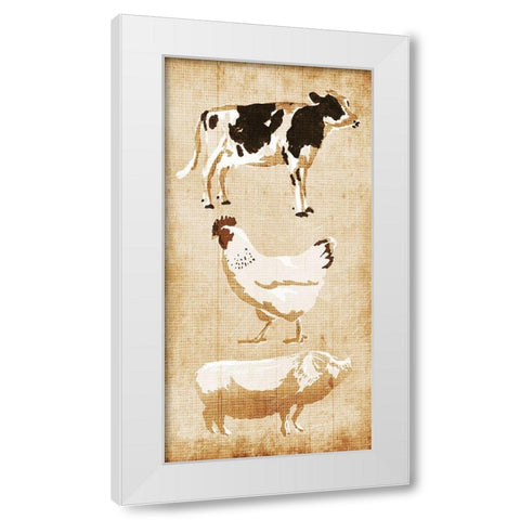 Farm Animals White Modern Wood Framed Art Print by OnRei