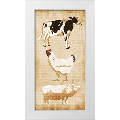 Farm Animals White Modern Wood Framed Art Print by OnRei