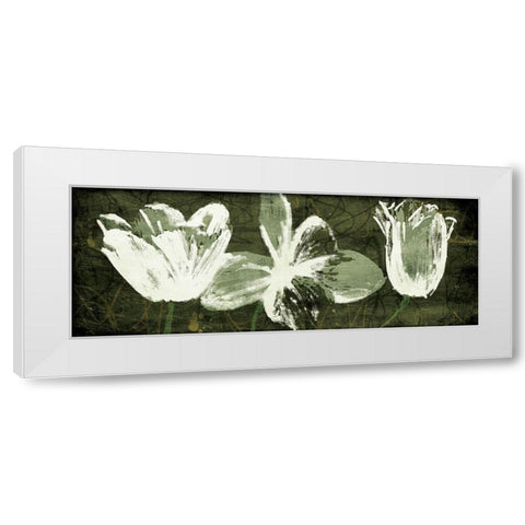 Floral Trio White Modern Wood Framed Art Print by OnRei