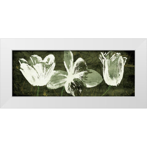 Floral Trio White Modern Wood Framed Art Print by OnRei