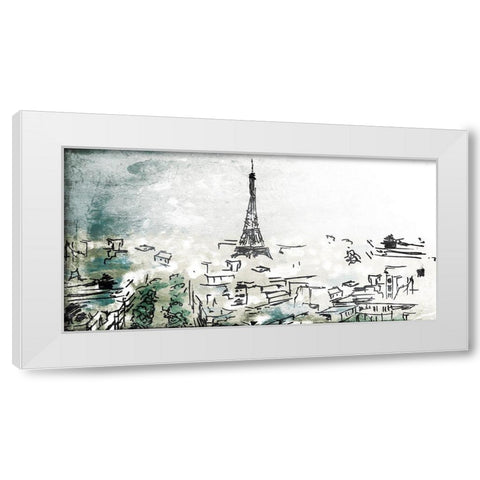 City Of Eiffel White Modern Wood Framed Art Print by OnRei