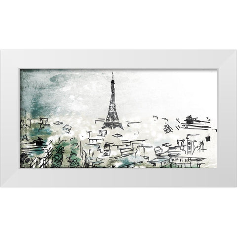 City Of Eiffel White Modern Wood Framed Art Print by OnRei