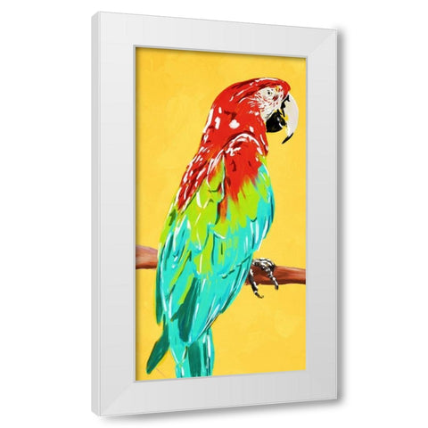 Fun Parrot 1 White Modern Wood Framed Art Print by OnRei