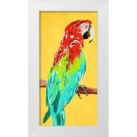 Fun Parrot 1 White Modern Wood Framed Art Print by OnRei