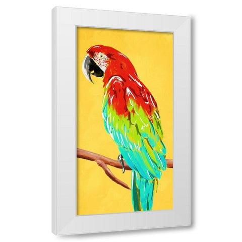 Fun Parrot 2 White Modern Wood Framed Art Print by OnRei