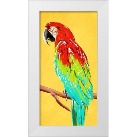 Fun Parrot 2 White Modern Wood Framed Art Print by OnRei